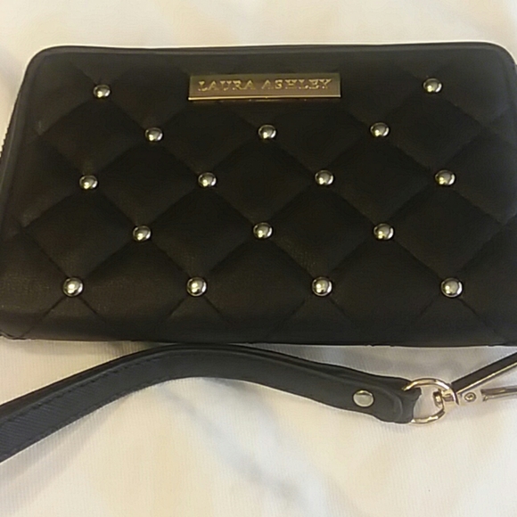 Laura Ashley Handbags - Laura Ashley Black Gold Stud Trim Wallet